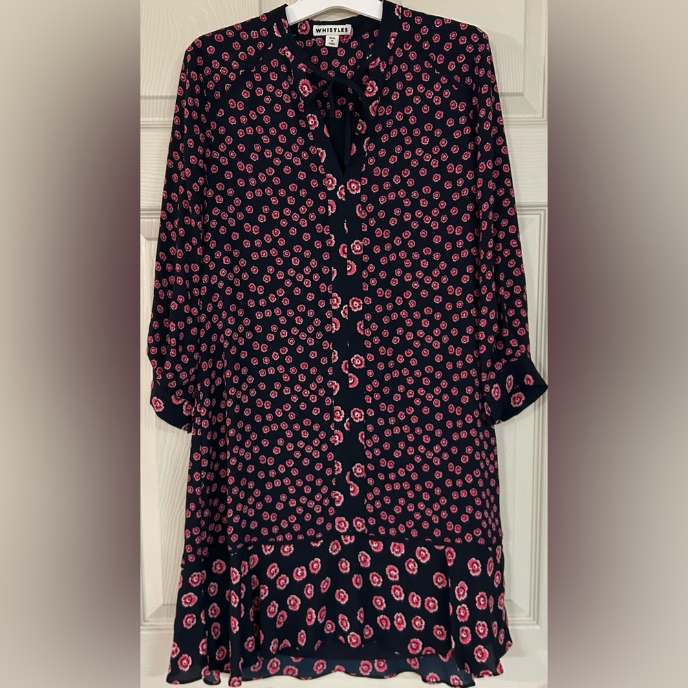 Whistles Lenno print shirt dress with pink floral - Size US 4